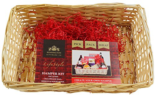 PMS Complete White Rectangular Hamper Kit - 44cm x 30cm (1 Set) - Including Cello Wrap & Ribbon Bow - Perfect for Gifting and Special Occasions