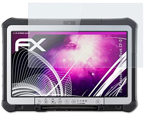 atFoliX Glasfolie kompatibel mit Panasonic ToughBook CF-D1 Panzerfolie, 9H Hybrid-Glass FX Schutzpanzer Folie