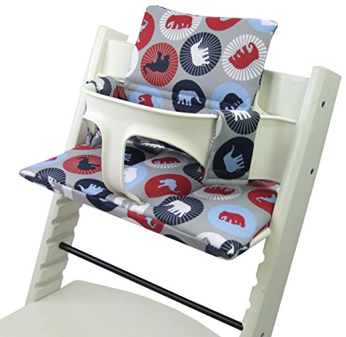 Sitzkissen Ersatzbezug Bezug Kissen-Set Sitzverkleinerer kompatibel mit Stokke Tripp Trapp für Hochstuhl-Kinderstuhl Mod. 2 (Marine Elefanten)