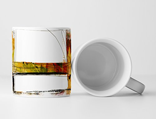 Eau Zone Design Abstrakt Tasse Geschenk großteils weiß; orange-rot, olivgrün, Schwarze Abstraktionen