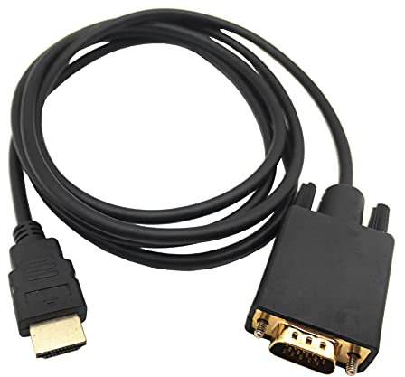Halokny HDMI to VGA Adapter Cable, 6Ft/1.8m Gold-Plated 1080P HDMI Male to VGA 15 Pin Male Active Video Converter Cord Support PC, DVD Player, Laptop, Monitors, Projector