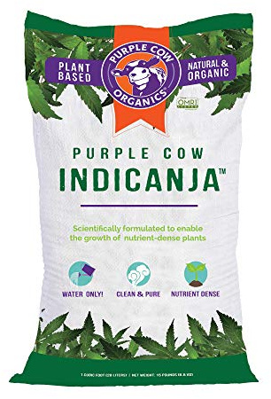Purple Cow Organics IndiCanja Naturally Organic Indoor Living Plant Based Compost Soil for Increased Plant Health and Biodiversity, 1 Cubic Foot Bag
