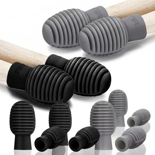 8 Stücke Trommel Dämpfer Drumstick Leise Zubehör Gummi Übung Schlagzeug Spitze Ersatz (Schwarz Und Grau)