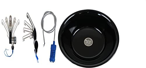 Edelstahl Spülbecken Dunkel Camping Spüle Waschbecken 24 cm Ø + Barwig Wasserhahn schwarz/chrom + 12v Tauchpumpe (ad-ideen)