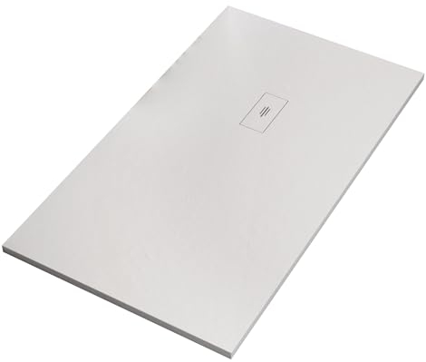 Receveur de douche en marbre minéral, blanc, 2,5 cm, Eye, 140 x 70 cm