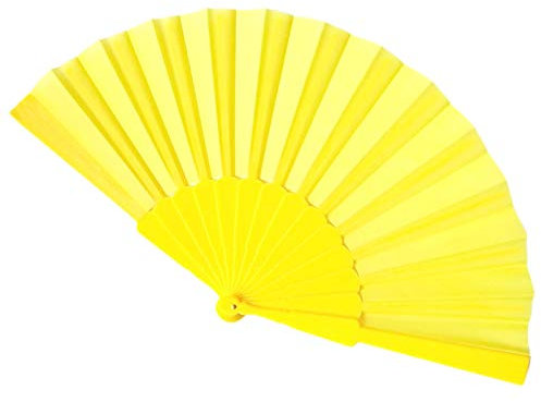 WS UK Fabric Handheld Folding Fan [Yellow]
