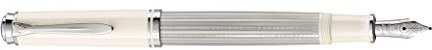 Pelikan 815420 Kolbenfüllhalter Souverän M405 Silber-Weiß M, in Faltschachtel