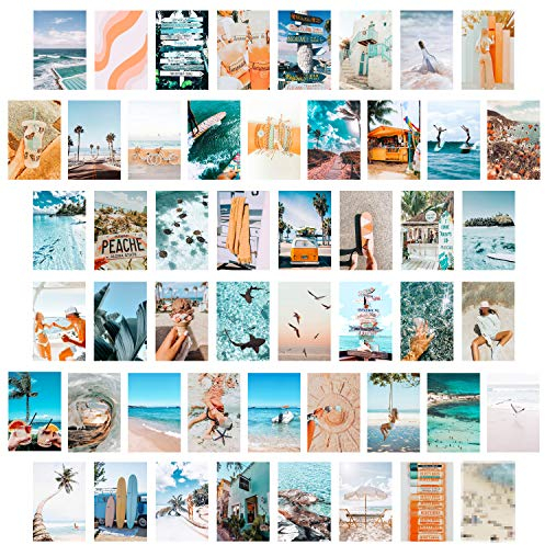 50 Blaues ästhetisches Bild für Wandcollage, Sommer Strand Collage, Mode Raumdekoration für Mädchen, Zimmer Wandkunstdruck, Schlafsaal Foto Display, VSCO Wall Poster für Schlafzimmer