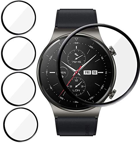 Msm-case 4 protectores de pantalla compatibles con Huawei Watch GT2 Pro, antiarañazos, tacto sensible, fácil aplicación, película glaseada, sin burbujas, instalación fácil, cobertura completa