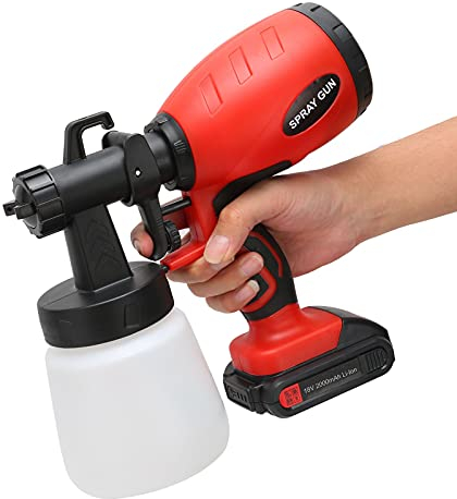 Pulverizador de pintura eléctrico, pistola de pulverización eléctrica de alta potencia con contenedor desmontable de 800 ml, pistola de pintura eléctrica inalámbrica ligera para pintar casas(EU)