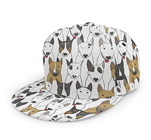 Oaieltj Unisex Baseball Cap Erwachsene Teens Adjustable Snapback Flat Brim Baseball Cap Cool Hip Hop Hat, Lustige Hunde Bullterrier, One size