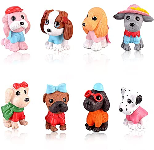 Morofme 8pcs Dog Cake Topper, Puppy Cake Topper Cupcake Topper, Mini Dog Puppy Figurines Toy, Dog Cake Decorations for Kids Birthday Baby Shower Dog Animal Theme Party Supplies