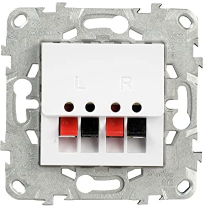 Prise haut-parleurs 2 sorties (2x rouge + 2x noir) blanc Unica