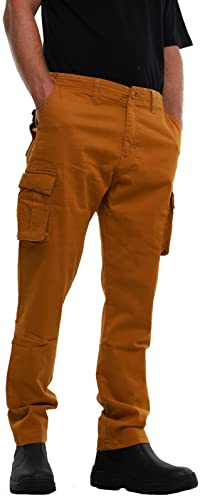 MIG Mens Stretch Cargo Chino Trousers, Cotton Regular Elasticated Slim Fit | Stretch cotton cargo chino trousers with elasticated comfort and a regular slim fit for work and casual wear