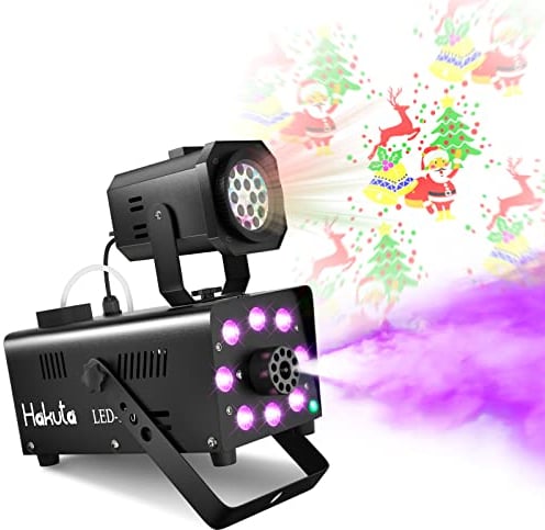 HAKUTA Nebelmaschine, Rauchmaschine mit Projektionslampe und kabelloser Fernbedienung für Halloween, Weihnachten, Hochzeitsfeiern & Bühnenauftritte uswfür Halloween, Weihnachten