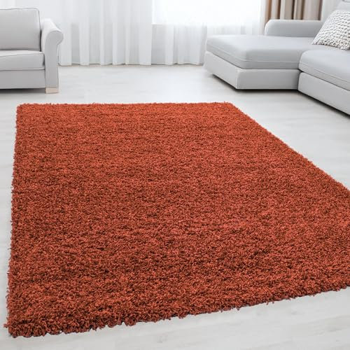 Miovani Hochflor Teppich 160x230 cm Terra - Besonders weicher Shaggy Teppich in vielen Farben & Größen für Dein gemütliches Zuhause - Teppich Wohnzimmer & Schlafzimmer