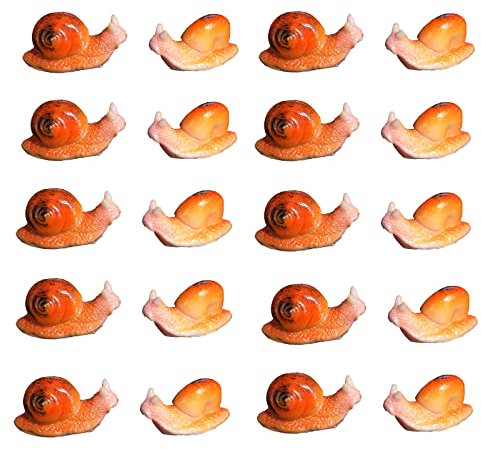 Myqiqi Realistische kleine Schnecken-Miniatur-Figuren für Feengarten, Topfpflanzen, Terrarium oder Heimdekoration (winzige Schnecken, 20 Stück)