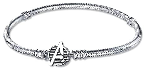 HappyStar armkette damen silber 925, kompatibel mit Pandora Charms, Mickey Mouse Kopf Verschluss armband damen.Geschenke für Teenager-Mädchen, Frauen und Kinder.