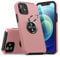 KRAFTCARE Case Compatible for iPhone 12 with Kickstand Ring and Screen Protector, Shockproof and Anti Scratch Magnetic Built-in Ring Stand Case Compatible for iPhone 12 - Pink