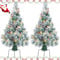 2 Pack Christmas Trees Outdoor Decorations, 76.2cm Prelit Flocked Xmas Pathway Trees, Artificial Urn Filler Entrance Tree with Lights,Battery Operated Potted Tree for Porch Yard, Outside Decor
