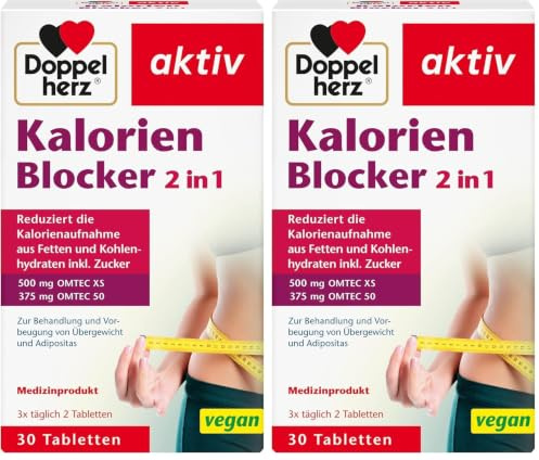 Doppelherz Kalorien Blocker 2 in 1 – Medizinprodukt zur Behandlung und Vorbeugung von Übergewicht und Adipositas – 30 vegane Tabletten (Packung mit 2)