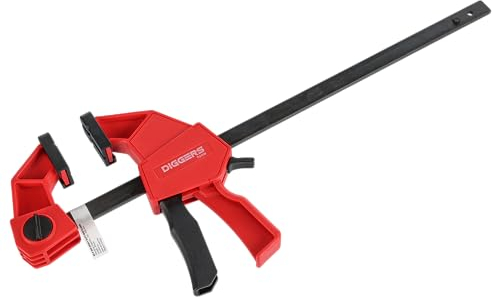 Diggers Profi Einhandzwinge [ Extra starke Spannkraft ] Spannweite 80 x 300mm - hoch belastbare Stahl Klemmzwinge für präzises fixieren von Werkstücken