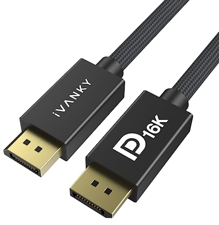 IVANKY 16K DisplayPort Kabel 2.1 1M, 4K@240Hz/165Hz/144Hz, 16K@60Hz, 8K@120Hz, 2K@240Hz, DP Kabel 2.1 Kompatibel mit HDR10, FreeSync, G-Sync, DSC1.2, für Gaming Monitor Grafikkarte