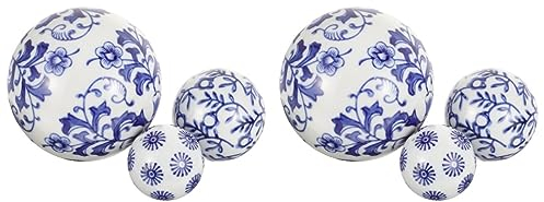 Happyyami 6 STK Schwimmkugel Aus Keramik Schwimmende Keramikkugeln Schwimmende Aquarienkugel Blau-weiße Herzstückkugeln Chinesische Dekorative Kugeln Herzstück Kugel Requisiten Jahrgang