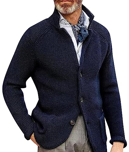 BOTCAM Sakko Herren Sportlich Stretch Anzug Freizeitanzug Regular Fit Männer Langarm Anzugjacke Regular Fit Sakkos-Anzugjacken -Jacke Vintage Für Party Geeignet Party (Z0918_C-Blue, XXXXL)