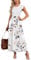 AUSELILY Summer Floral White Dress for Women Casual Ruffle Petal Short Sleeve Dresses with Pocket Elegant Flowy Evening Dress Stretchy XL