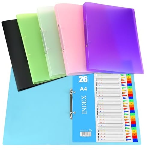 6 Pack Ringbuch aus Kunststoff 2 Ringe Mechanik, Schnellhefter Ringbücher 2.5 cm Rückenbreite A4 Ringordner, Aktenordner, Ring Mappe für Büro und Schule O-Förmig 2 Loch Multifunktional