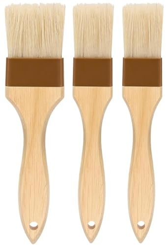 AMIUHOUN Lot de 3 pinceaux de cuisine en poils naturels pour et sauce avec manche en bois, faciles à utiliser