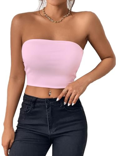 Btofellin Crop Top Donna Tubo Aderente Corpetto Stretchy Stretchy Traspirante Crop Top Tube Top Sexy di Base Elastica Non Imbottita per Ballare Festival