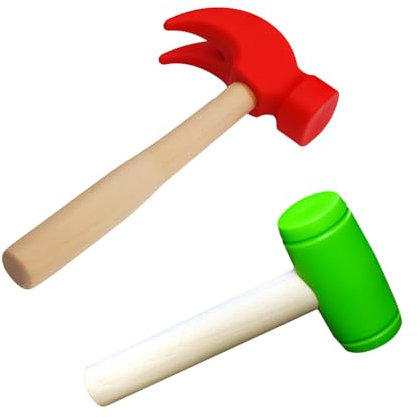 RmKbe 2 Pieces Toy Hammer Mini Wooden Children Hammer Pounding Toy Wooden Mallet Hammer Maintenance Tools Educational Toys for Kids