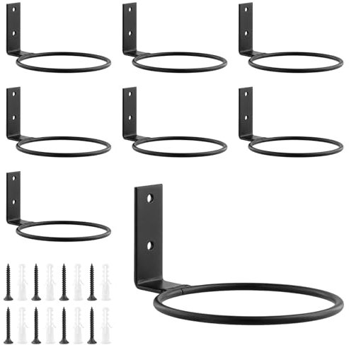 SYUTBOU 8 Stück Wandhalterung Blumentopf, 10cm Blumentopfhalter Ring Metall, Pflanzen Wandhalterung Ring Schwarz, Blumentopf Halterung Wand, Wandring Blumentopfhalter für Balkon Hausgarten Outdoor