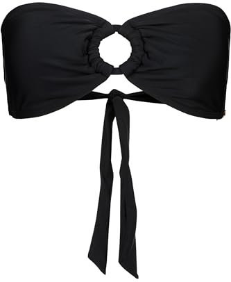 ALIFE and Kickin KandyAK A Bikini Top - Damen Bikini Oberteil, Bandeau mit Dekorativem Zierring & Herausnehmbaren Cups, TriangeltopTrägerlos & Verstellbar Black XS