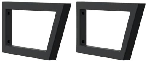 vidaXL Supports d'étagères pour lavabo 2 pcs noir trapèze acier, support mural, support d'étagère mural, support de fixation de lavabo