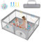 TATIVALO Laufgitter für Baby, Kinderlaufstall, Laufgitter Baby Faltbar Baby Playpen mit 50 Spielbällen, 150cmx180cmx68cm Baby Gitter Laufstall mit Atmungsaktivem Netz, Grau mit Astronautenmotiven