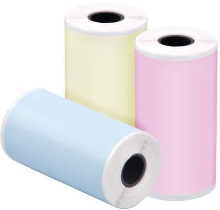 3 Rollen Farbe Thermopapier Kinderkamera 57mm×30mm, Selbstklebend Thermopapier Für Mini Printer, Thermorollen Blau/Gelb/Rosa
