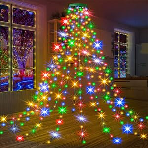 Anillo de Luz de Árbol de Navidad 400 LED - Guirnalda USB Con Efecto Cascada Para Fiestas y Bodas