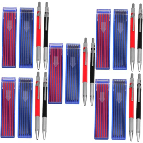 TEHAUX 5sätze Mechanische Bleistifte Mit Nachfüllungen Praktische Holzarbeiter Bleistifte Für Zeichnen Und Markieren Mit Schwarzem Und Nachfüllmaterial