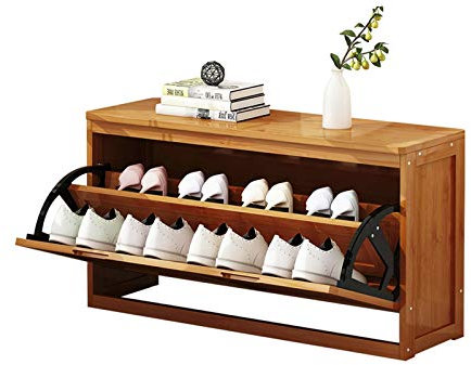 Schuhregal 2-stöckig, Schuhregal aus natürlichem Bambus, hervorragende Atmungsaktivität, Schuhbank, Ablage für Flur, Badezimmer, Wohnzimmer und Korridor, verstellbares Schuhregal To pursue happiness