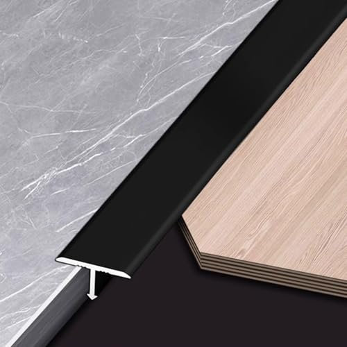 3 Stück T-Profil Übergangsprofil Übergangsschiene 100 cm Aluminium -Formleisten Zierleisten, Ausgleichsprofil Übergangsstreifen Verbinden Sie Ihre Böden Nahtlos(Mattschwarz,1cmx300cm)