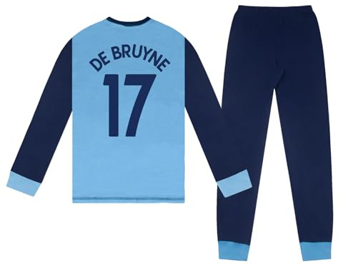 MANCHESTER CITY FC Boys De Bruyne 17 Long Pyjamas Sky Blue 9-10 Years