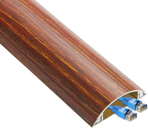 VUIKLCty Cable Channel Raceway, Metal Wires Protector Cords Management Hider with Arched Caps/Cover for Stage Warehouse Floor Wall Lines Speaker Cables, 1 M(Wood color,47.1mm)