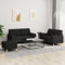 3-TLG. Sofagarnitur mit Kissen Schwarz Stoff,Klassische Couchgarnitur mit Fußhocker für EIN gemütliches Wohnzimmerambiente Wohnzimmer, Sofas