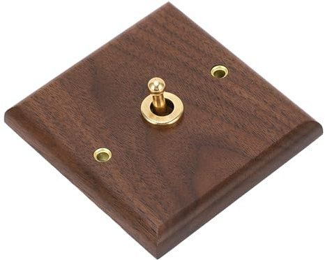 Interruptor de Palanca de Pared de Madera de Nogal Vintage, Interruptor de Palanca único Hecho a Mano de 250 V con Panel de Pared de Madera de Nogal Hecho a Mano para Decoración