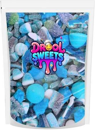 H&Jodie's Drool Sweets, Blue Mix (500 gm), Pick 'n' Mix is Packed with Retro Fizzy Gummy Chewy Blue Sweets, Jelly Candy Perfect for Sharing, Gifting, Parties or any Celebration for Kids & Adult