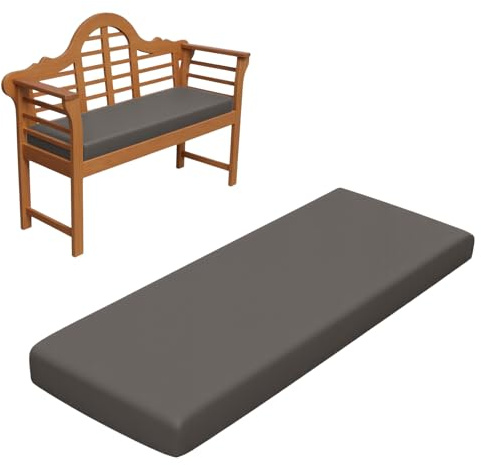 RZYW 5cm Dicke Wasserfest Sitzkissen Outdoor, Sitzauflage Sitzkissen Bank Auflage Ersatzpolster, rutschfeste Waschbare Bankauflage Bankkissen Sitzauflagen Gartenmöbel Bank Polster,Grau,115x50cm
