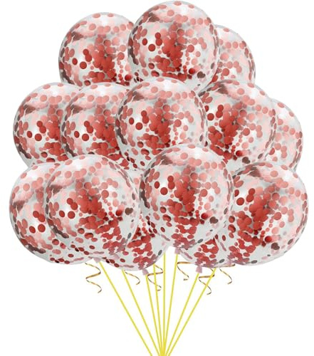 Gleemix 20 Stück Konfetti Luftballons Rot Paillet Helium Ballons Geburtstag